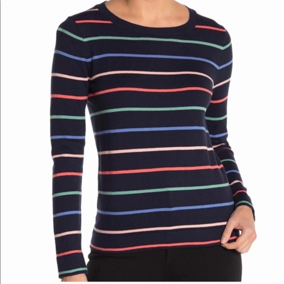 J. Crew Womens Katie Stripe Sweater in Navy Multi Size XXS NWOT 100% Cot… - Picture 2 of 9